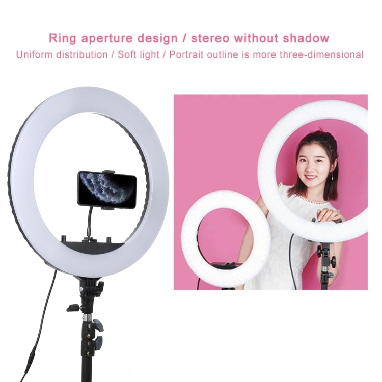 18 inch 55W Two-speed Dimmable Anchor Photography Self-timer LED Ring Fill-in Light with Tripod, 18 Inch