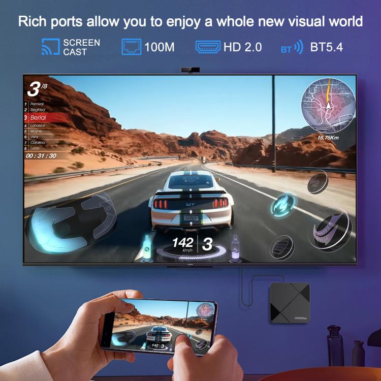 H96Max 4K UHD Android 14 Smart TV Box with Remote Control, RK3518 Quad-Core, 1GB+8GB, 2GB+16GB