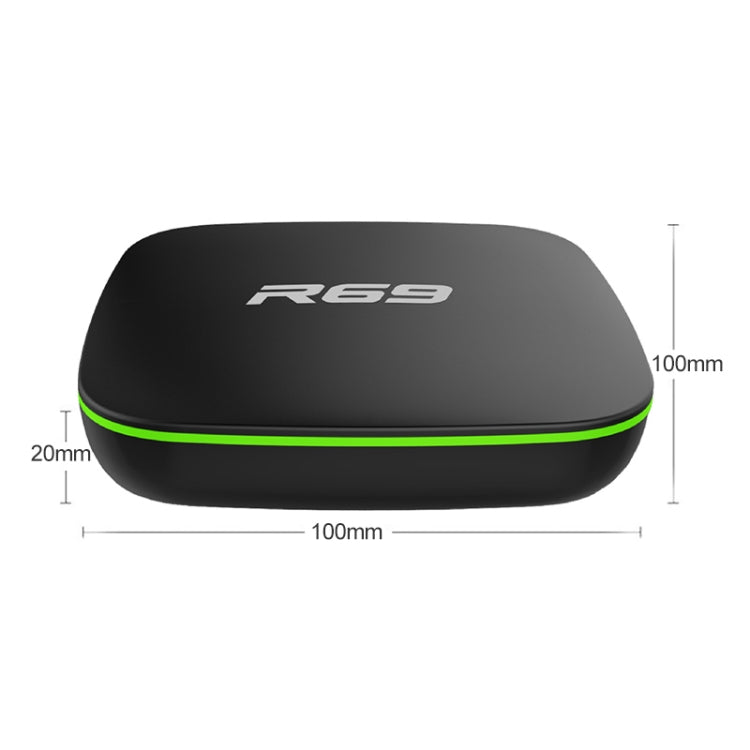 R69 1080P HD Smart TV BOX Android 4.4 Media Player with Remote Control, Quad Core Allwinner H3, RAM: 1GB, ROM: 8GB, 2.4G WiFi, LAN, EU Plug, 1GB+8GB