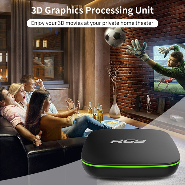 R69 1080P HD Smart TV BOX Android 4.4 Media Player with Remote Control, Quad Core Allwinner H3, RAM: 1GB, ROM: 8GB, 2.4G WiFi, LAN, EU Plug, 1GB+8GB