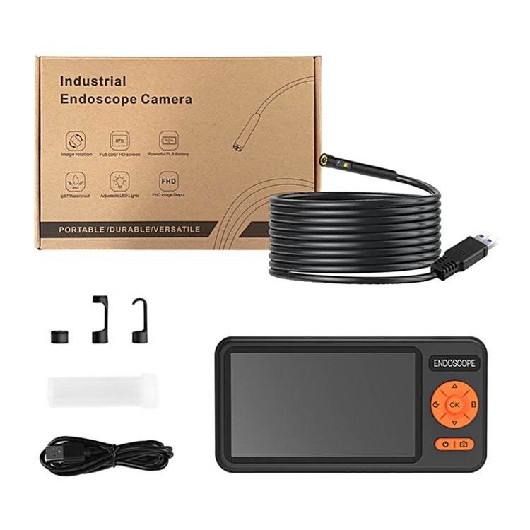 T29 5 inch IPS Screen 3.9mm Single Lens IP67 Waterproof Industrial Endoscope With Bracket, 1m, 2m, 3.5m, 5m