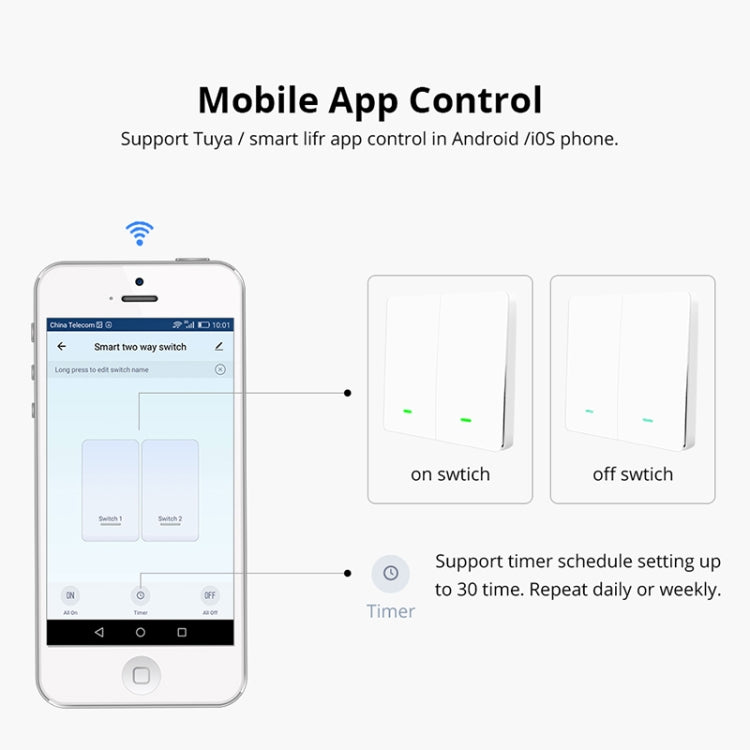 2 Buttons Intelligent Switch Smart Wall Switch, 2 Buttons
