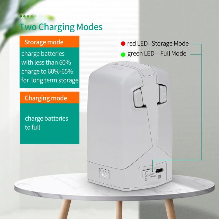 For DJI Flip YX 2-way Vertical Battery Charger Bidirectional Battery Management System, 2-way Vertical LED Indicator