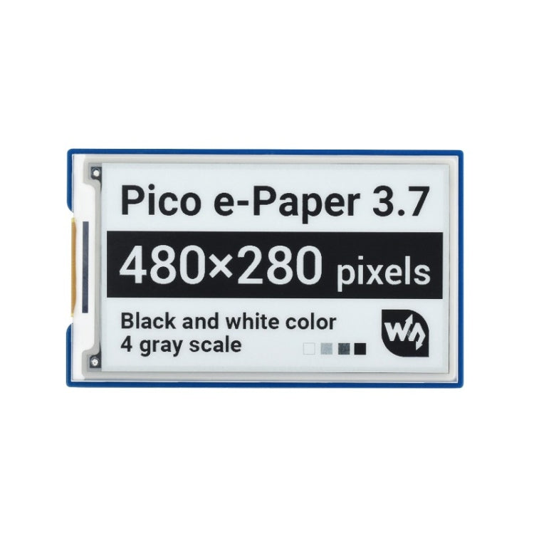 Waveshare 3.7 inch 480x280 Pixel E-Paper E-Ink Display Module for Raspberry Pi Pico, 4 Grayscale, SPI Interface, 20123 20123