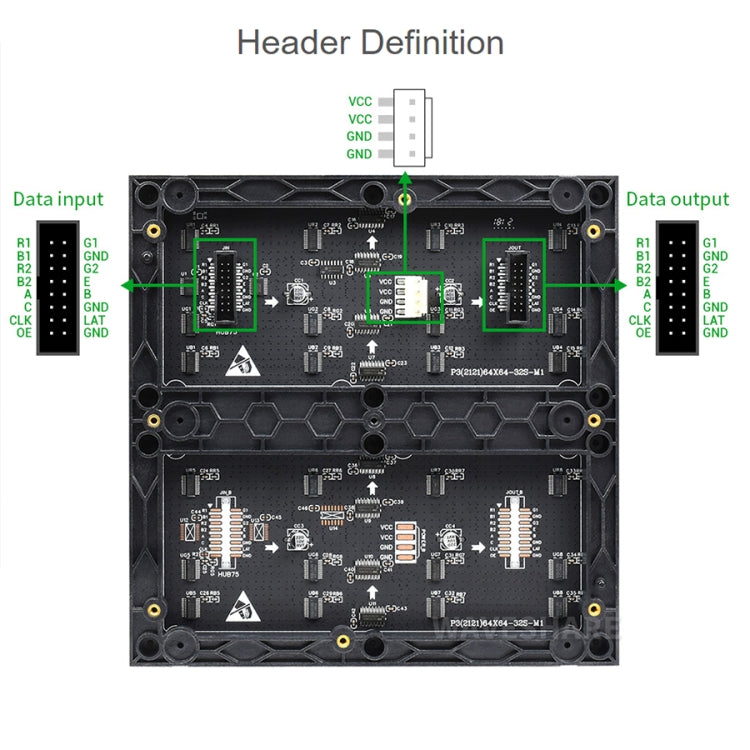 Waveshare RGB Full-Color LED Matrix Panel, 3mm Pitch, 64 x 64 Pixels, Adjustable Brightness, 22100