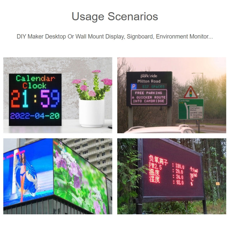 Waveshare RGB Full-Color LED Matrix Panel, 3mm Pitch, 64 x 64 Pixels, Adjustable Brightness, 22100