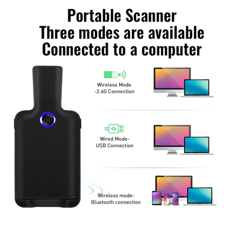 HC101D 2D Bluetooth Barcode Scanner Wireless Back Clip Phone Barcode Reader, 2D Middle, 2D Side