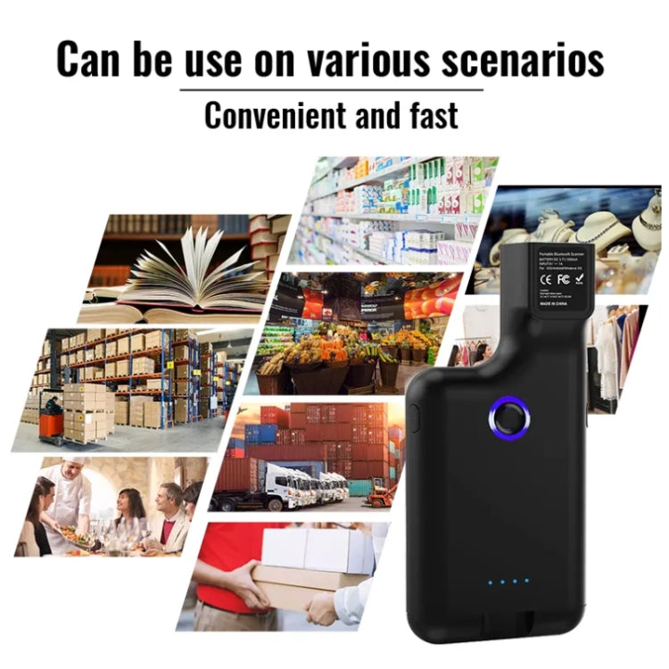 HC101D 2D Bluetooth Barcode Scanner Wireless Back Clip Phone Barcode Reader, 2D Middle, 2D Side