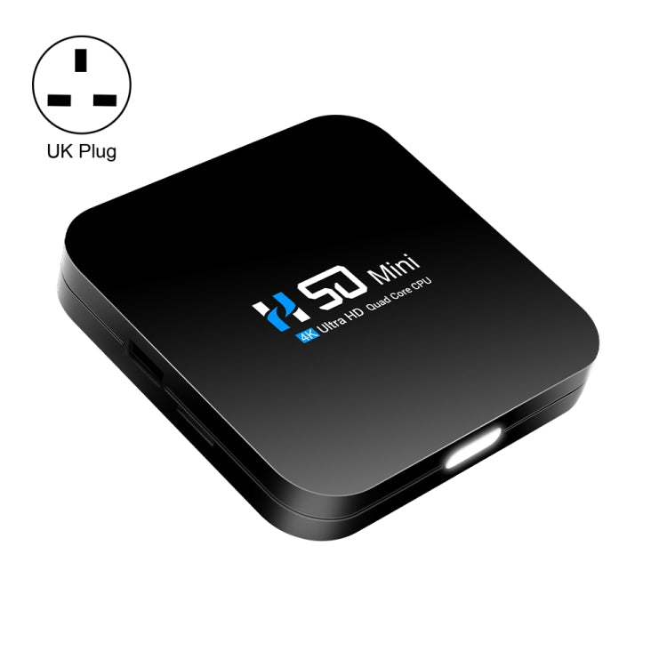 H50 Mini 4K Smart Network TV Box, Android 10.0, RK3318 Quad Core, 2GB+16GB, EU Plug, 2GB+16GB 2GB+16GB EAT0292UK