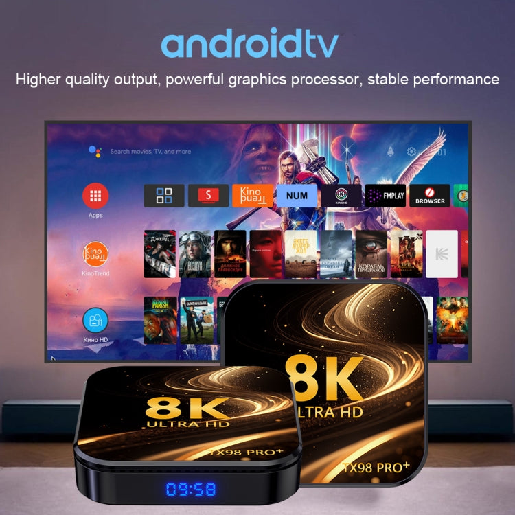 TX98 Pro+ 8K UHD Android 13 Smart TV Box with Remote Control, RK3528 Quad-Core, 2GB+16GB, 4GB+32GB, 4GB+64GB