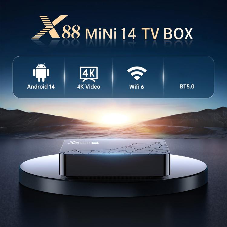 X88 mini 14 TV Android 14 Smart HD TV Box, RK3518 Quad-Core 64bit Cortex-A53, 2GB+16GB
