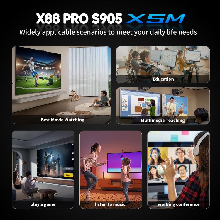 X88 Pro X5M Android 14.0 Smart TV Box, S905X5M 2.0GHz 64-bit Quad-core Cortex-A55, 2GB+16GB, 4GB+32GB, 4GB+64GB