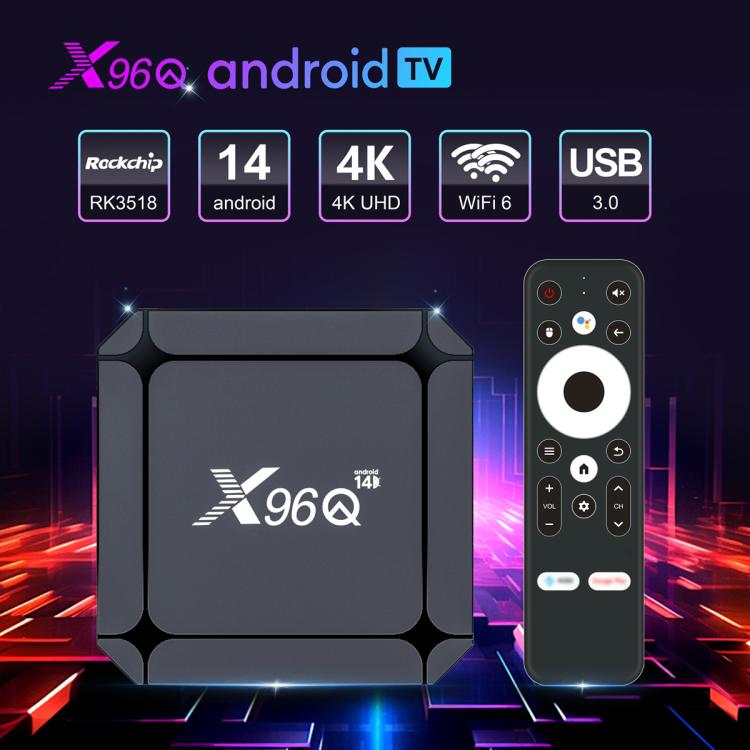 X96Q Android 14 Smart TV Box, RK3518 Quad-Core Cortex-A53, 2GB+16GB