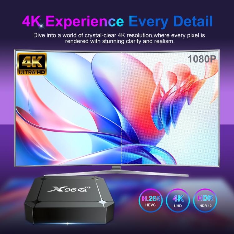 X96Q Android 14 Smart TV Box, RK3518 Quad-Core Cortex-A53, 2GB+16GB