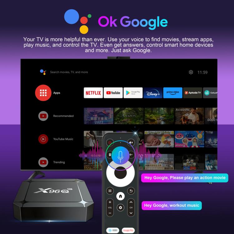 X96Q Android 14 Smart TV Box, RK3518 Quad-Core Cortex-A53, 2GB+16GB