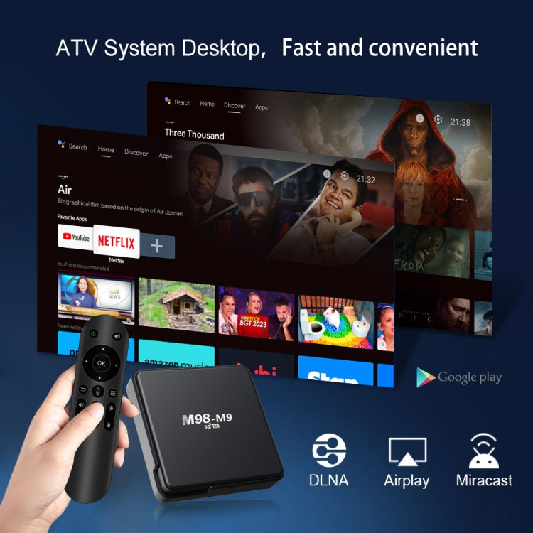 M98-M9 Quad-core ARM Cortex-A53 WiFi Bluetooth 4K HD Android TV Box, 2GB+8GB