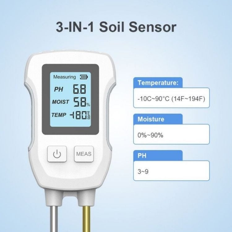 3 in 1 Digital Display Soil Detector, Soil Moisture, Temperature, PH, 3 in 1