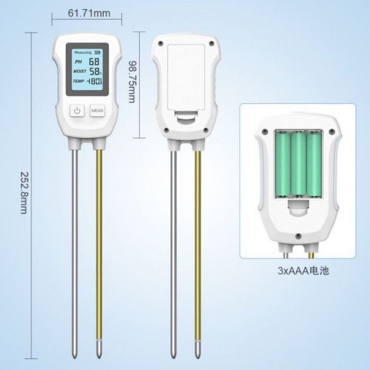 3 in 1 Digital Display Soil Detector, Soil Moisture, Temperature, PH, 3 in 1