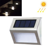 2PCS Solar Stainless Steel 3 LED Stair Wall Lamp Outdoor Garden Fence Light, 3 LED / 2 PCS 3 LED 2 PCS White Light