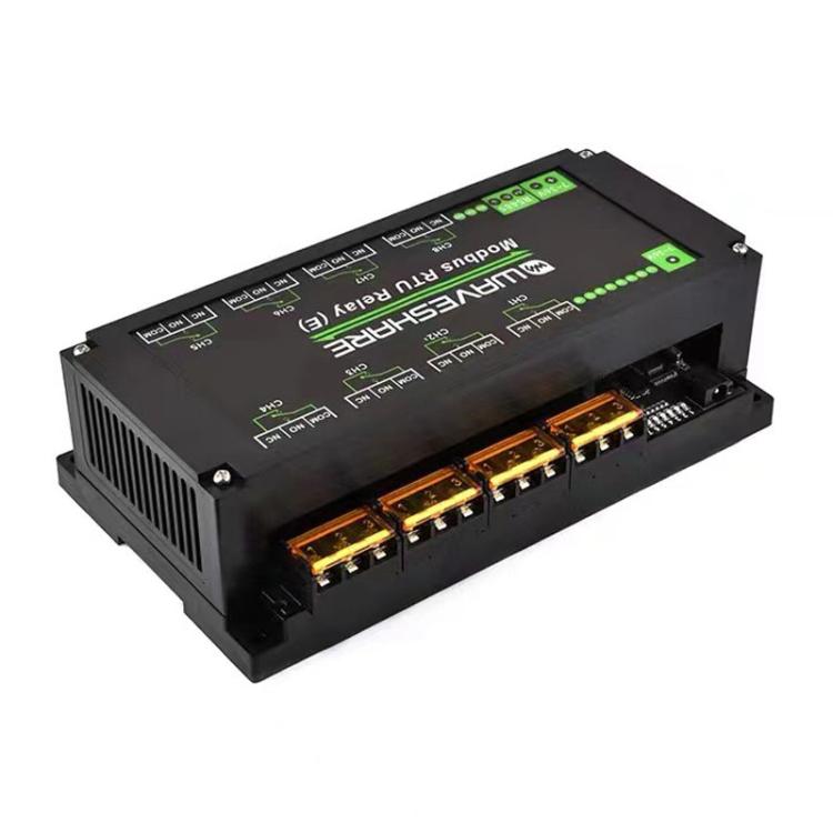 Waveshare Modbus RTU Protocol Rail-Mounted Case 8-Way RS485 30A High-Current Relay Module, 30459 30459