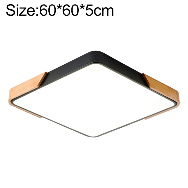 Wood Macaron LED Square Ceiling Lamp, 3-Colors Light, 30cm, 40cm, 50cm, 60cm 60cm Black