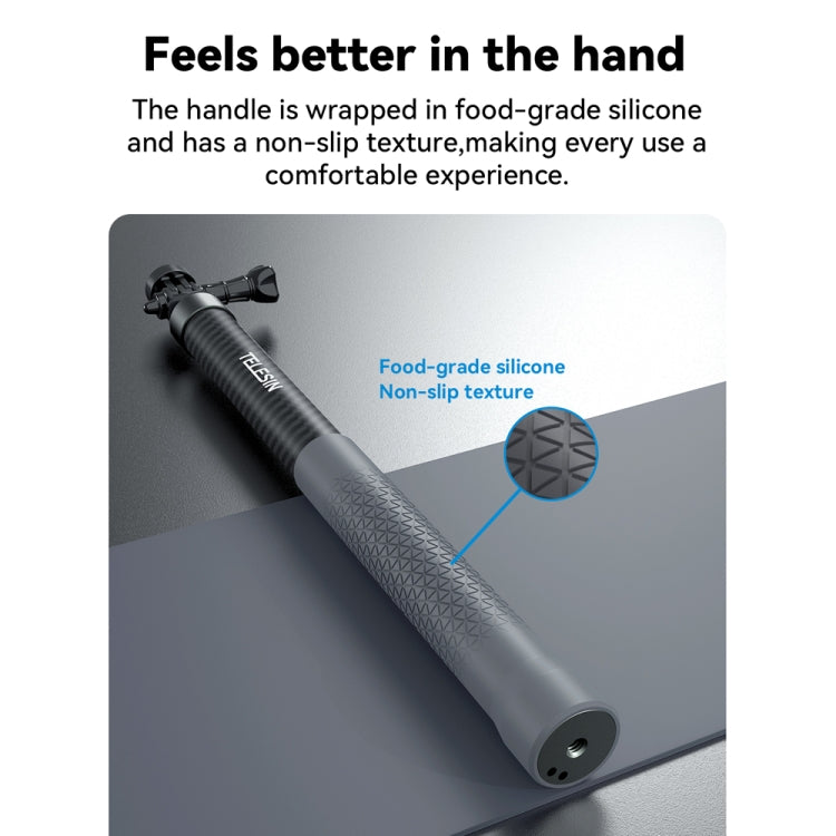 TELESIN 3M Carbon Fiber Selfie Stick Monopod With 1/4 Screw For Action Camera, 3m