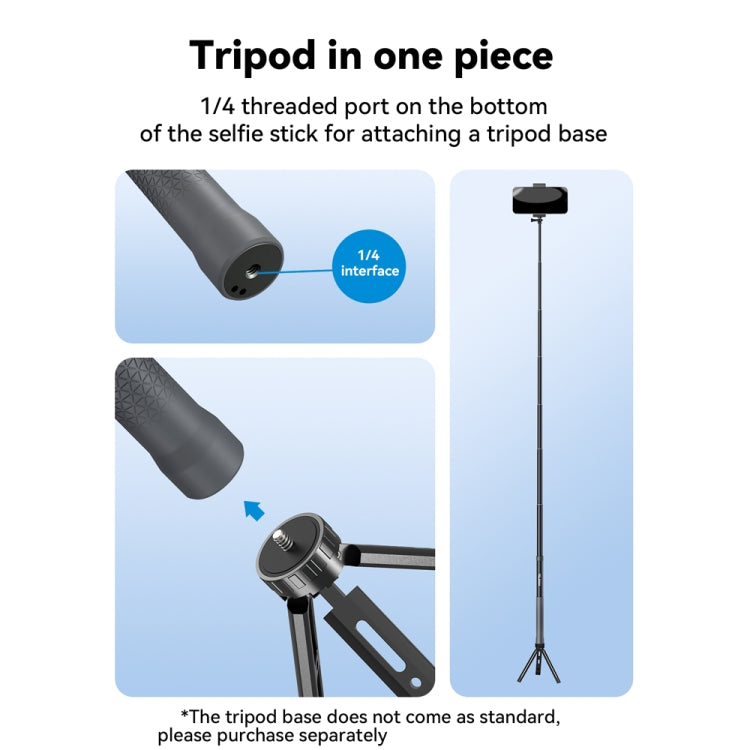 TELESIN 3M Carbon Fiber Selfie Stick Monopod With 1/4 Screw For Action Camera, 3m