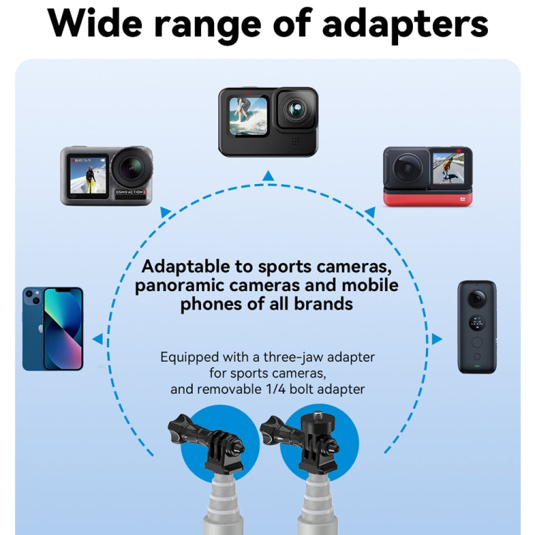 TELESIN 3M Carbon Fiber Selfie Stick Monopod With 1/4 Screw For Action Camera, 3m