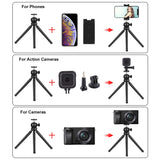 PULUZ 4 in 1 Vlogging Live Mini Octopus Bracket Kit + Studio Light + Microphone + Phone Clamp Kits, 4 in 1 Tripod