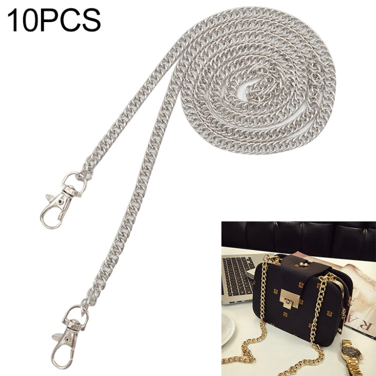 10 PCS Metal Chain Shoulder Bags Handbag Buckle Handle DIY Double Woven Iron Chain Belt, 40cm, 60cm, 100cm, 120cm, 140cm 60cm Silver