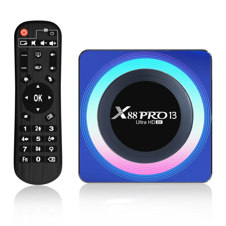 Acrylic X88 Pro 13 8K Ultra HD Android 13.0 Smart TV Box with Remote Control, RK3528 Quad-Core, 4G+32GB, 4G+32GB 4G+32GB US Plug