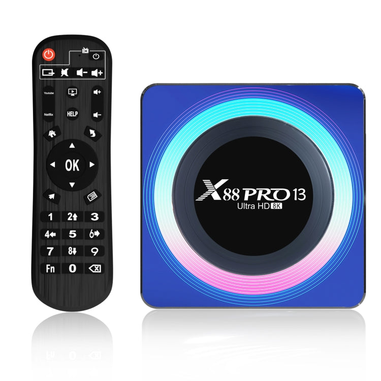 Acrylic X88 Pro 13 8K Ultra HD Android 13.0 Smart TV Box with Remote Control, RK3528 Quad-Core, 4G+32GB, 4G+32GB 4G+32GB UK Plug
