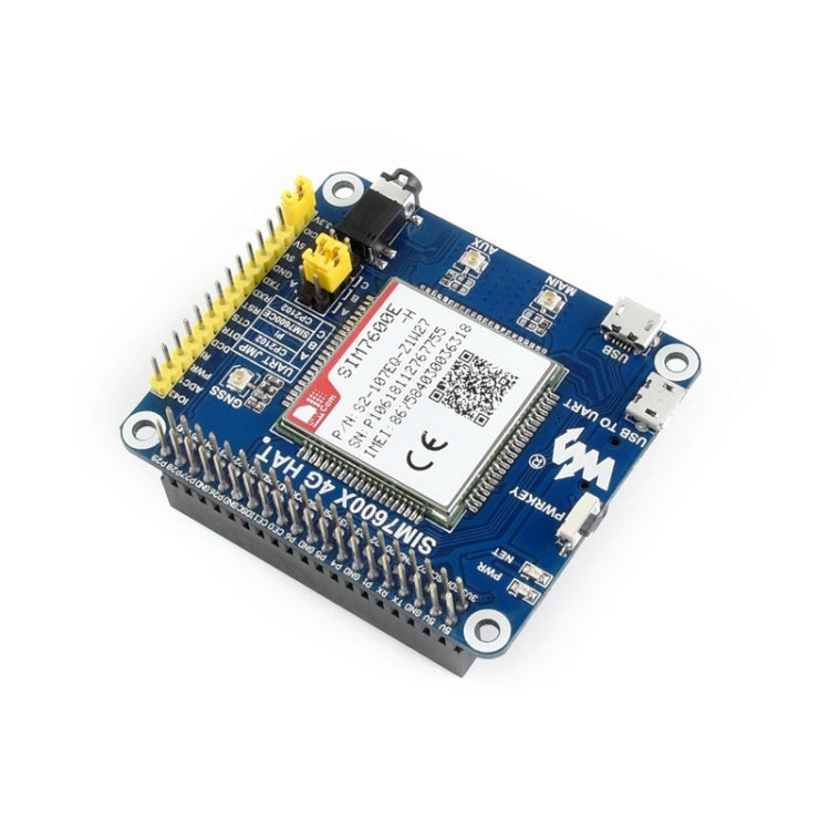 Waveshare 4G / 3G / 2G / GSM / GPRS / GNSS HAT for Raspberry Pi, LTE CAT4, for Southeast Asia, West Asia, Europe, Africa, 4G / 3G / 2G / GSM / GPRS / GNSS HAT 4G 3G 2G GSM GPRS GNSS HAT
