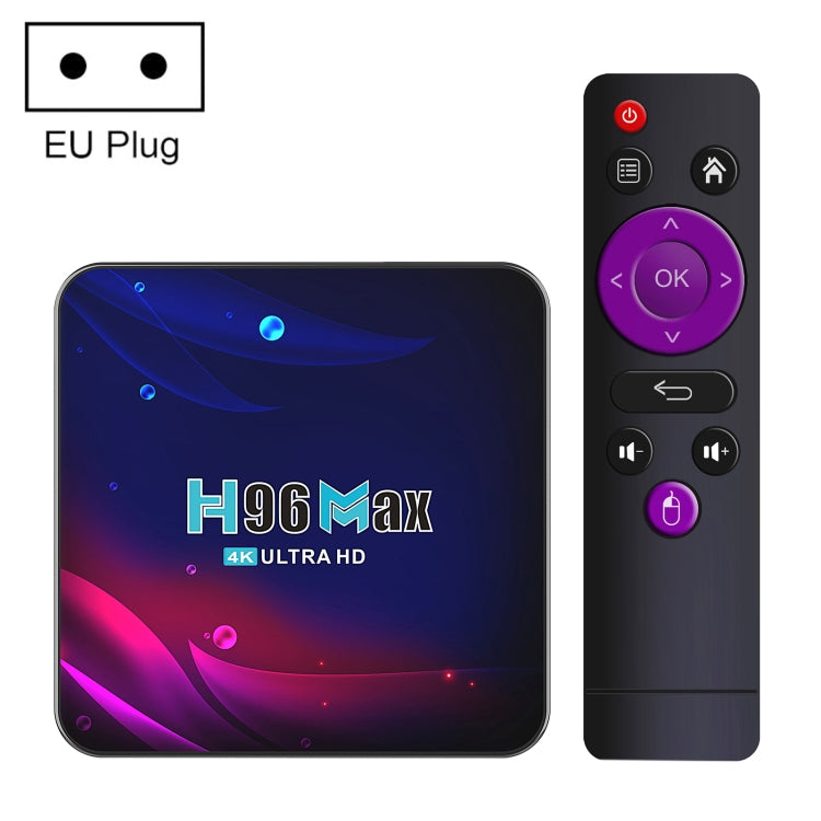 H96 Max V11 4K Smart TV BOX Android 11.0 Media Player with Remote Control, RK3318 Quad-Core 64bit Cortex-A53, RAM: 4GB, ROM: 32GB, Support Dual Band WiFi, Bluetooth, Ethernet, EU Plug, 4GB+32GB 4GB+32GB EAT0254EU