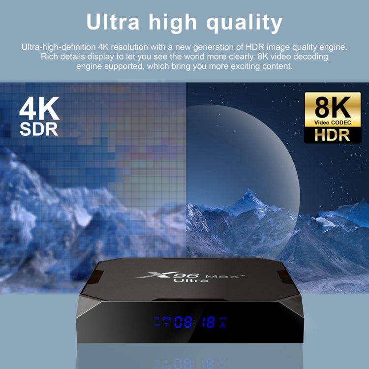 H96 Max+ Ultra 4GB+32GB Amlogic S905X4 8K Smart TV BOX Android 11.0 Media Player, 4GB+32GB, UK Plug, 4GB+32GB, US Plug, 4GB+32GB, EU Plug, 4GB+32GB, AU Plug