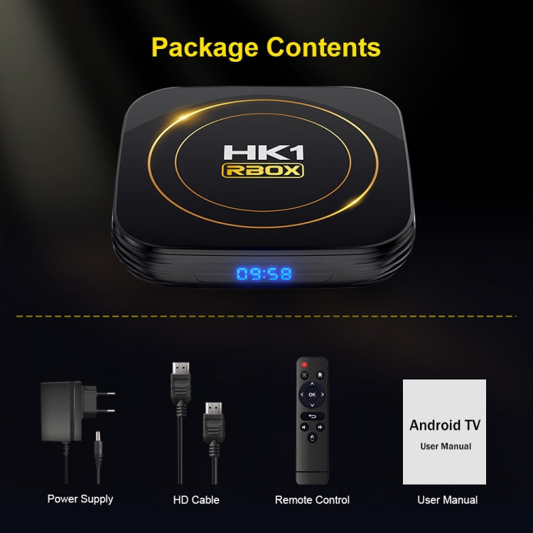 HK1 RBOX-H8S 4K Ultra HD Android 12.0 Smart TV Box with Remote Control, Allwinner H618 Quad-Core, 4GB+64GB, 4GB+64GB