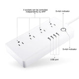 4 x USB Ports + 4 x US Plug Jack WiFi Remote Control Smart Power Socket Works with Alexa & Google Home, AC 110-240V, US Plug, 4xUSB + 4xUS Plug(US Plug)