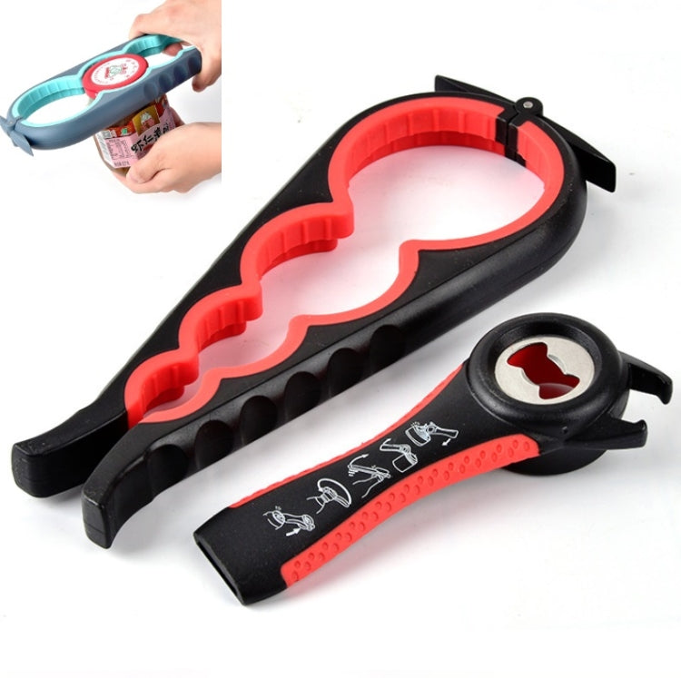 2pcs / Set Five-in-one Can Opener + Four-in-one Multi-function Bottle Opener Set, 5 in 1 Red Black, 5 in 1 Blue Gray 5 in 1 Red Black Red&Black