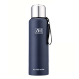 304 Stainless Steel Insulated Mug Large Capacity Sports Water Cup Outdoor Travel Pot, 500ml, 750ml, 1000ml, 1500ml 1000ml Dark Blue