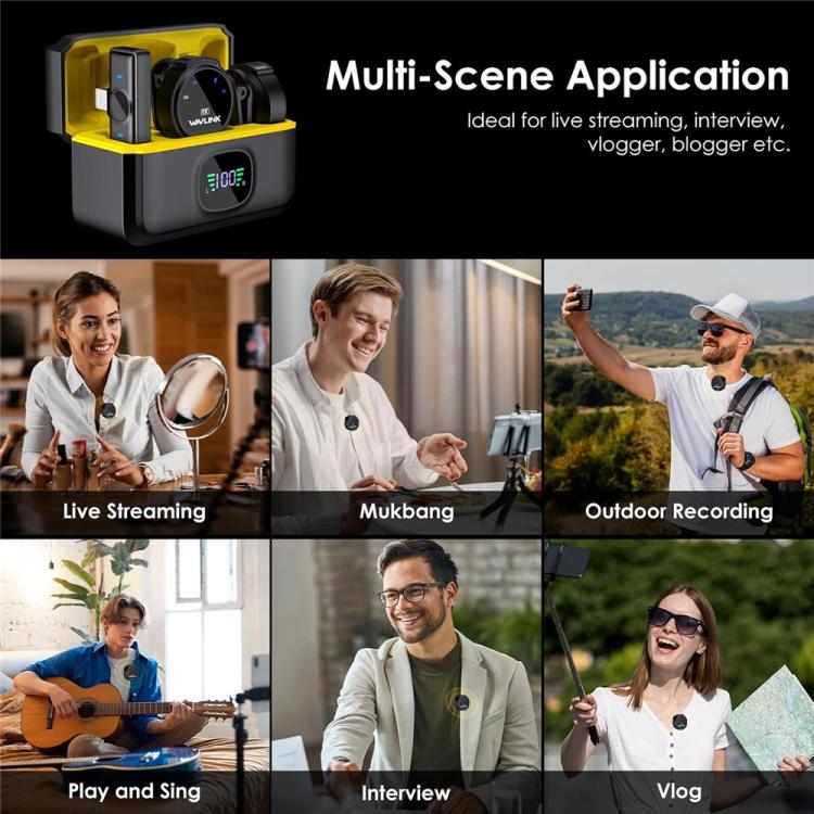 WAVLINK 608C Magnetic Lavalier Wireless Dual Microphone with 8 Pin RX Receiver, 608C