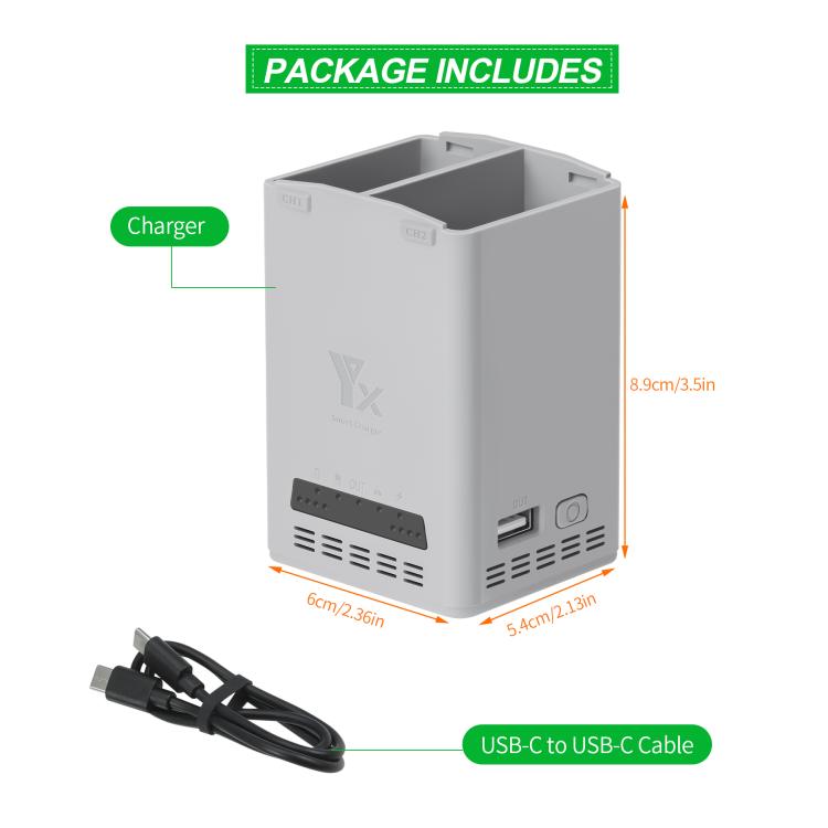 YX 65W Battery Charger For DJI Mini 5 Pro/Mini 4 Pro/Mini 3 Pro/Mini 3 Dual-Channel Charging Station, 65W