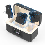 PULUZ Magnetic Lavalier Wireless Microphone with Charging Case Box, 8 Pin RX Receiver and 2 TX Microphones, 8 Pin 2 TX + 1 RX, with Charging Case Box