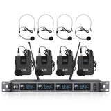 XTUGA A140-B Wireless Microphone System 4 BodyPack Headset Lavalier Microphone, A140-B A140-B US Plug