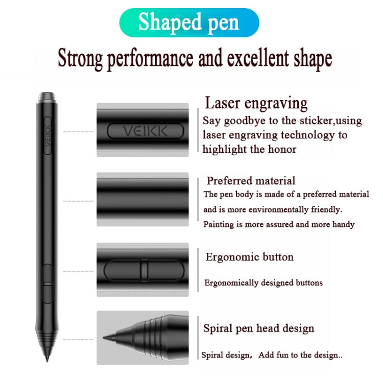 VEIKK A50 10x6 inch 5080 LPI Smart Touch Electronic Graphic Tablet, with Type-c Interface, A50