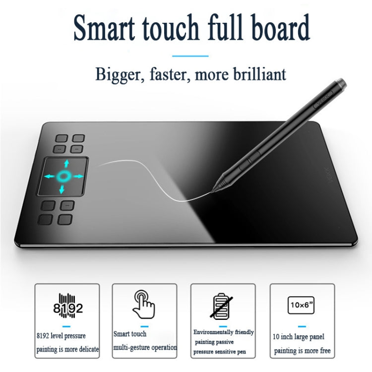 VEIKK A50 10x6 inch 5080 LPI Smart Touch Electronic Graphic Tablet, with Type-c Interface, A50