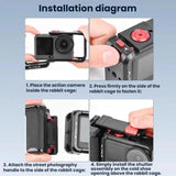 For DJI Osmo Action 6 Flymile Extended Cage Protective Frame Kit, AC6016 Black