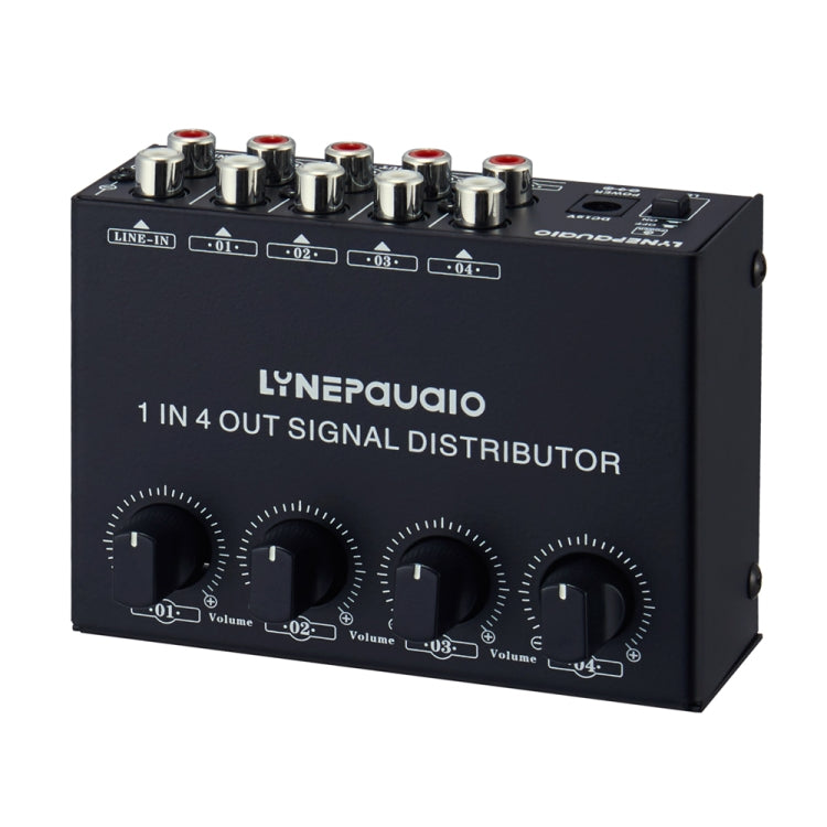 1-In 4-Out Front Stereo Signal Amplifier, Independent Output Volume Adjustment RCA Interface No Loss Allocator, US Plug, B029