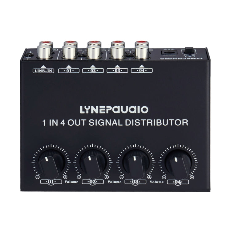1-In 4-Out Front Stereo Signal Amplifier, Independent Output Volume Adjustment RCA Interface No Loss Allocator, US Plug, B029