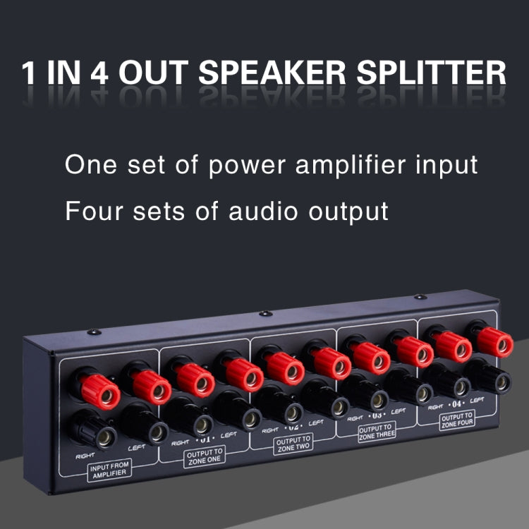 1 In And 4 Out Amplifier Sound Speaker Distributor, 4-Area Sound Source, Signal Distribution Panel, Single Audio Input, 300W Per Channel, B030