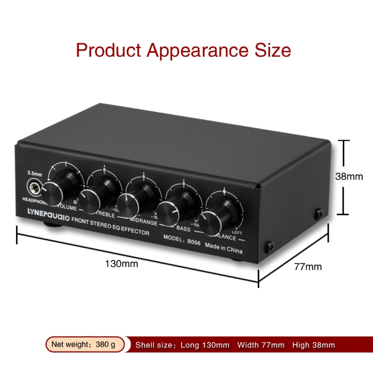 3-Channel Mixer Front Stereo Amplifier High / Mid / Bass Adjuster, USB 5V Power Supply, US Plug, B056